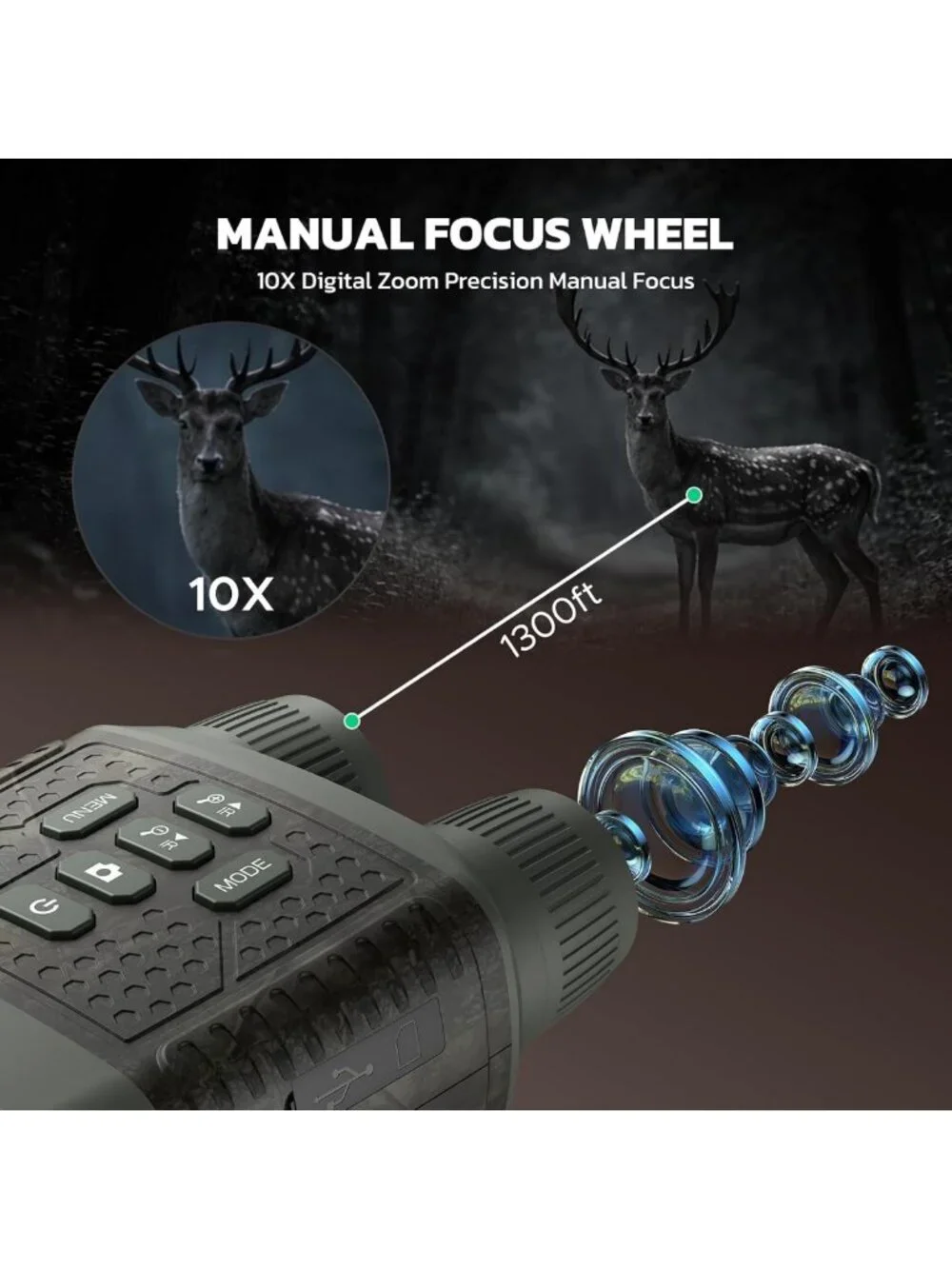 4K Night Vision Goggles with 10X Zoom, 3